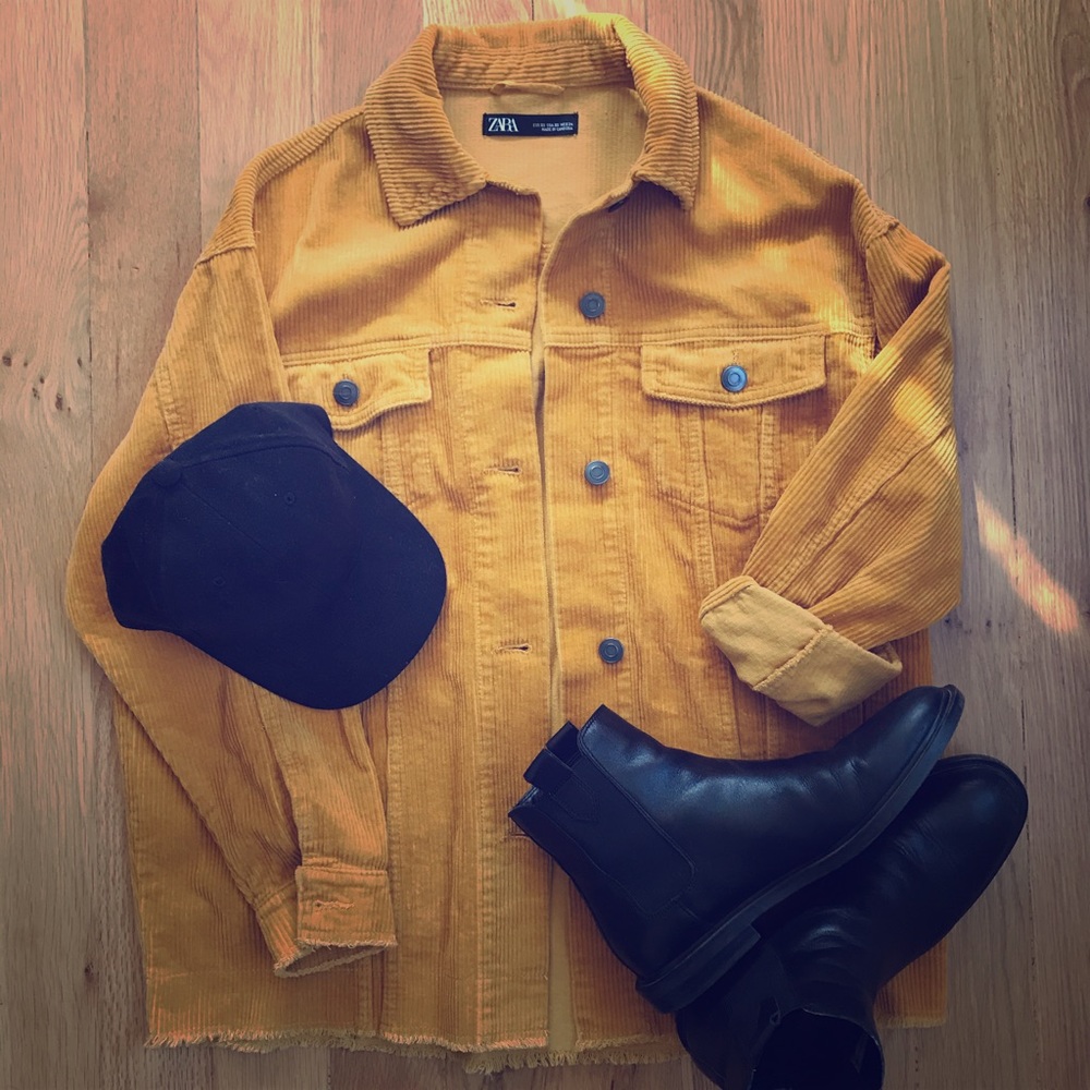 Zara Yellow Corduroy Oversized Shacket